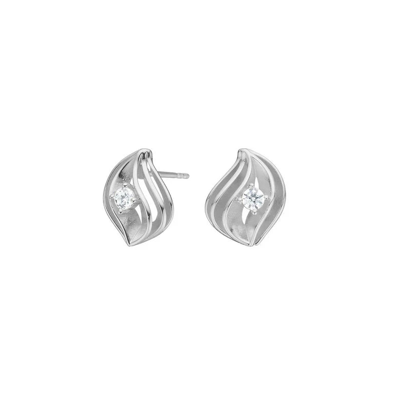 Diese eleganten Damen-Ohrstecker aus 925 Sterling Silber, wahlweise vergoldet, zeigen ein offenes Blatt-Design mit mittigem Zirkonia-Solitär und sind ideal für stilbewusste Frauen.