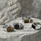 Ring - SON - Edelstahl - Schwarzer Achat 13mm