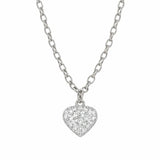 Diese Kinder-Halskette aus 925 Sterling Silber zeigt einen silberfarbenen Herzanhänger mit funkelndem Zirkoniabesatz und ist als eleganter Schmuck für Mädchen gestaltet.