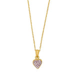 Eine zarte Kinder-Halskette aus 925 Sterling Silber zeigt einen kleinen herzförmigen Anhänger mit rosa Zirkonia, der besonders für Mädchen geeignet ist.