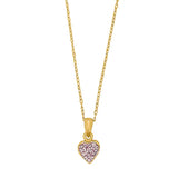 Eine zarte Kinder-Halskette aus 925 Sterling Silber zeigt einen kleinen herzförmigen Anhänger mit rosa Zirkonia, der besonders für Mädchen geeignet ist.