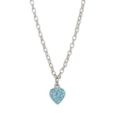 Diese Kinder-Halskette aus 925 Sterling Silber besitzt einen kleinen herzförmigen Anhänger mit blauen Kristallen und ist als glitzernder Schmuck für Mädchen gestaltet.