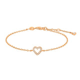 Feines Damen-Armband aus 925 Sterling Silber mit funkelndem, offenem Herz-Anhänger und Zirkonia-Steinen, verstellbarer Länge, ideal für stilbewusste Frauen.