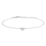 Feines Damenarmband aus 925 Sterling Silber mit kleinem herzförmigem Mittelteil und funkelnden Zirkonia-Steinen, ideal für stilbewusste Frauen.
