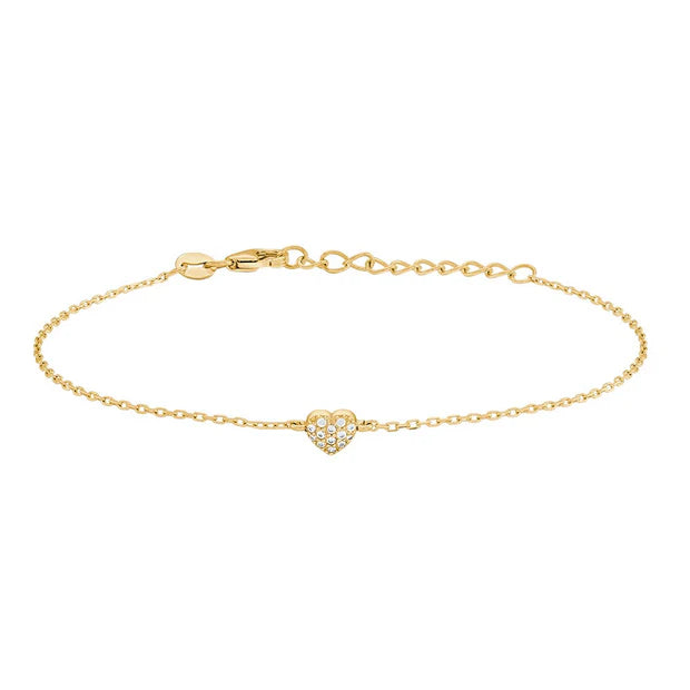 Feines Damenarmband aus 925 Sterling Silber mit kleinem herzförmigem Mittelteil und funkelnden Zirkonia-Steinen, ideal für stilbewusste Frauen.