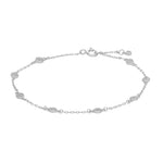 Feines Damenarmband aus 925 Sterling Silber, wahlweise vergoldet, mit mehreren beweglichen Zirkonia-Anhängern rund um das Handgelenk, ideal für stilbewusste Frauen.