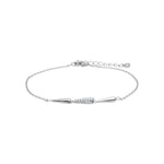 Filigranes Damenarmband aus 925 Sterling Silber mit zarter Kette, tropfenförmigen Elementen und funkelnden Zirkonia, ideal für stilbewusste Frauen zu jedem Anlass.