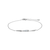 Filigranes Damenarmband aus 925 Sterling Silber mit zarter Kette, tropfenförmigen Elementen und funkelnden Zirkonia, ideal für stilbewusste Frauen zu jedem Anlass.