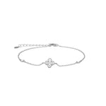 SigneNor Armband aus 925 Sterling Silber mit funkelndem Kleeblatt-Element und kubischem Zirkonia.