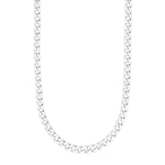 Silberne Herren-Panzerkette aus Edelstahl mit gebürsteter, matter Oberfläche, 60 cm Länge; freigestelltes Produktfoto auf weißem Hintergrund, minimalistisch.