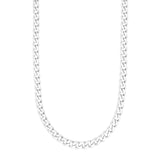 Silberne Herren-Panzerkette aus Edelstahl mit gebürsteter, matter Oberfläche, 60 cm Länge; freigestelltes Produktfoto auf weißem Hintergrund, minimalistisch.