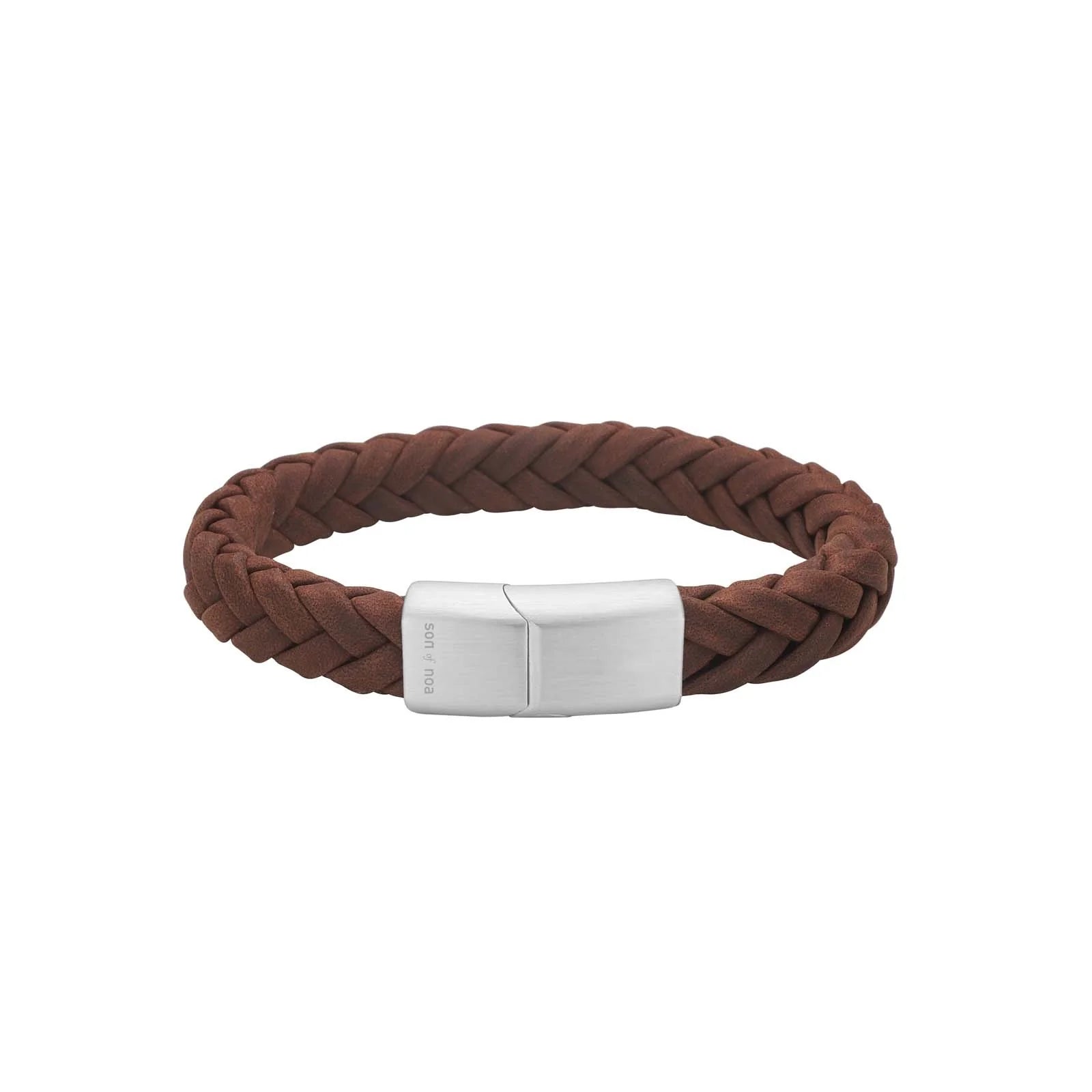 Das geflochtene Herrenarmband aus braunem und schwarzem Kalbsleder mit hochwertigem Edelstahl-Magnetverschluss ist ein modernes Accessoire für stilbewusste Männer.