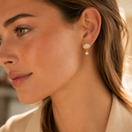 SelinaNor Muschel Ohrstecker aus 925 Silber 18 Karat vergoldet mit Perle und Zirkonia im femininen Lifestyle-Look.