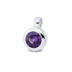 Runder 925er Silberanhänger Basic-Mini mit violettem Amethyst-Facettiert, eleganter minimalistischer Schmuck für Damen.