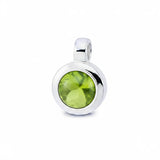 Silberanhänger mit rundem, grünem Peridot-Cabochon im minimalistischen Design.