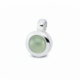 Silberanhänger mit rundem Prehnit-Cabochon in sanftem Hellgrün.