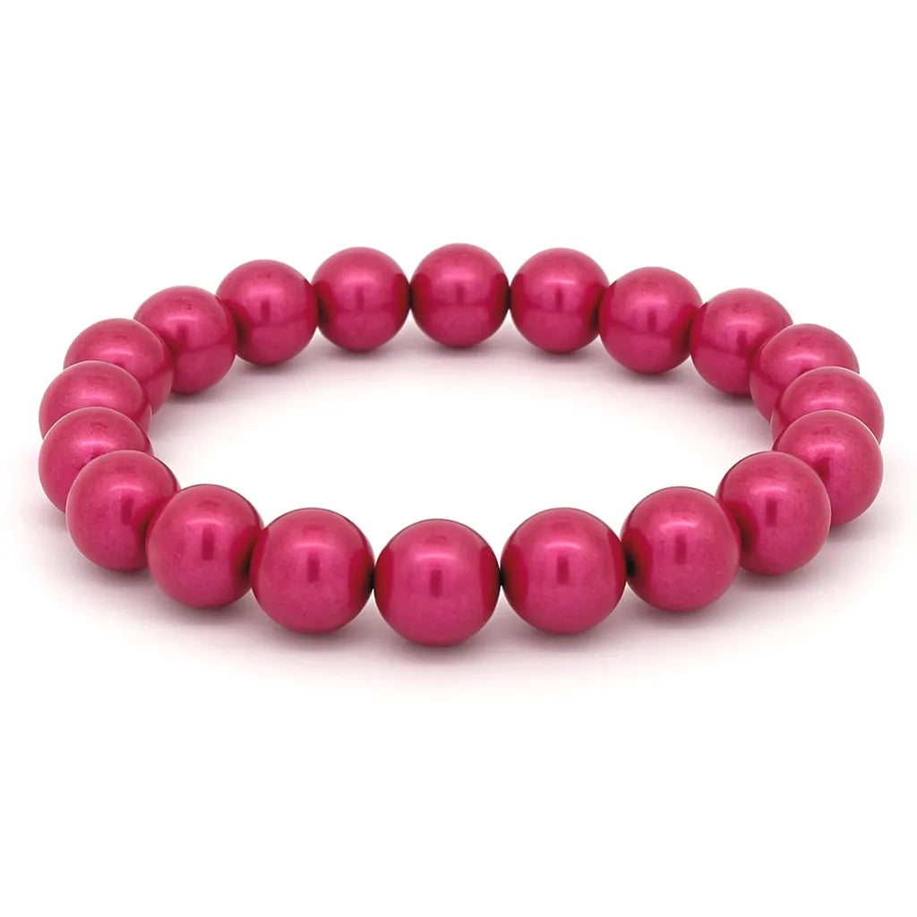 3D Wonderperlen Armband in strahlendem Pink mit glänzenden, runden Perlen auf elastischem Band, modern und elegant präsentiert.