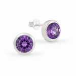 Elegante Damenohrstecker aus 925er Sterlingsilber mit rundem Amethyst Edelstein.