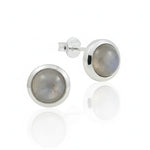 Elegante Damenohrstecker aus 925er Sterlingsilber mit rundem grauen Mondstein Edelstein.