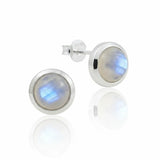 Elegante Damenohrstecker aus 925er Sterlingsilber mit rundem Mondstein Edelstein.