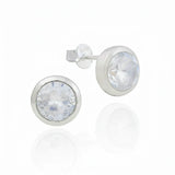 Elegante Damenohrstecker aus 925er Sterlingsilber mit runden Mondstein Edelstein.