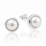 Elegante Damenohrstecker aus 925er Sterlingsilber mit runder Perle Edelstein.