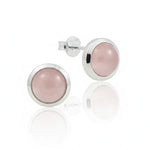 Elegante Damenohrstecker aus 925er Sterlingsilber mit rundem Rosenquarz Edelstein.