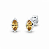 Elegante Damenohrstecker aus 925er Sterlingsilber mit ovalem Citrin Edelstein.