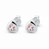 Elegante Damenohrstecker aus 925er Sterlingsilber mit triangle Rosenquarz Edelstein.