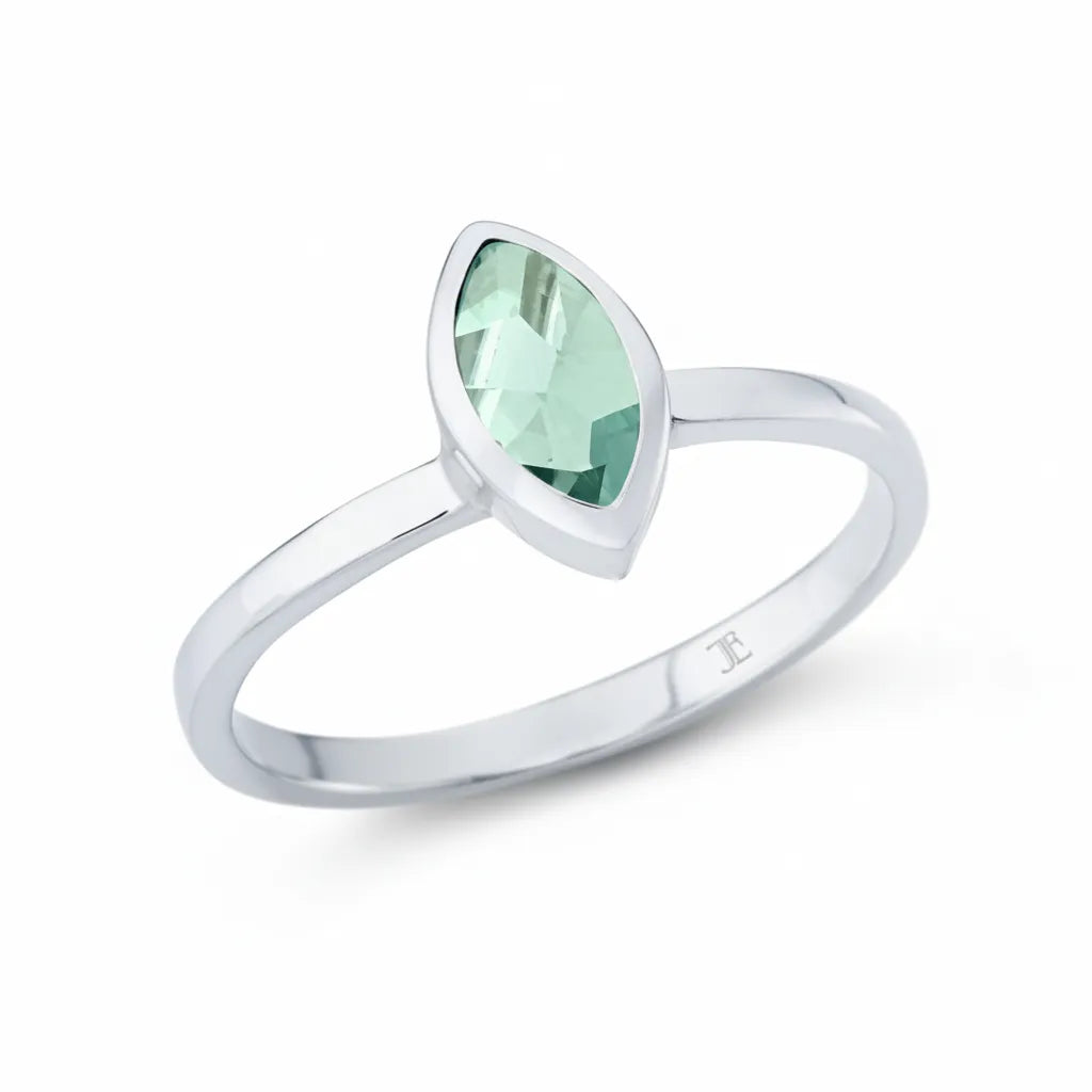 Damenring aus 925er Sterlingsilber mit Grünquarz