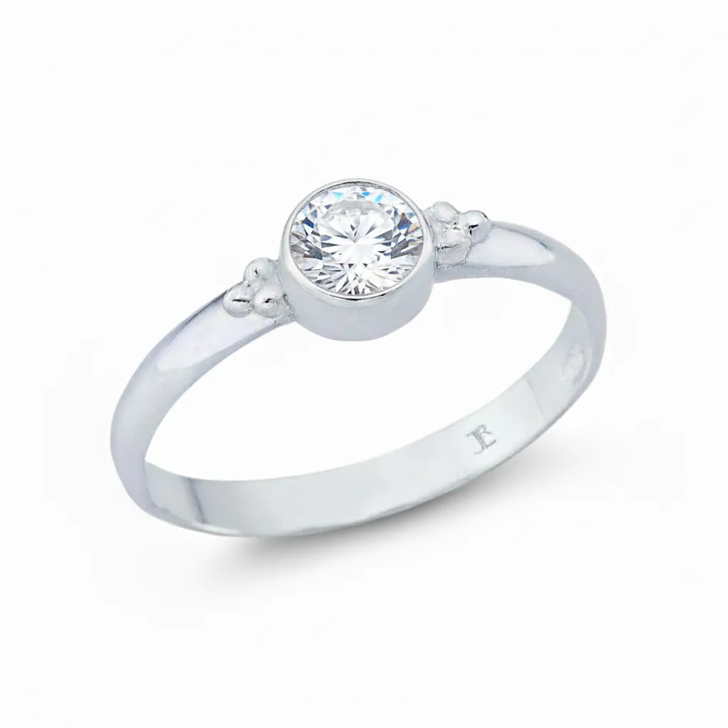 Damenring aus 925er Sterlingsilber mit rundem klaren Zirkonia