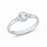 Damenring aus 925er Sterlingsilber mit rundem klaren Zirkonia