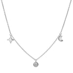 "Filigrane Damen-Halskette aus Silber mit zarten Anhängern Stern, Mond und Sonne – eleganter Symbolschmuck für jeden Tag"
