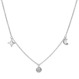 "Filigrane Damen-Halskette aus Silber mit zarten Anhängern Stern, Mond und Sonne – eleganter Symbolschmuck für jeden Tag"
